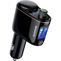 Baseus Locomotive Bluetooth FM Transmitter MP3 Car Charger 2x USB 3.4A black
