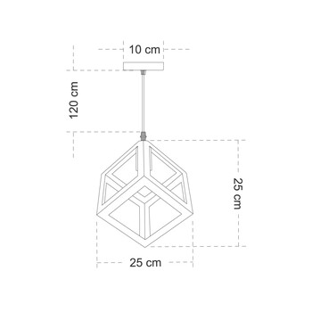 GloboStar® CUBE 00801 Μοντέρνο Κρεμαστό Φωτιστικό Ανάρτηση Μονόφωτο 1 x E27 IP20 Μαύρο Μέταλλο - Μ25 x Π25 x Υ25cm