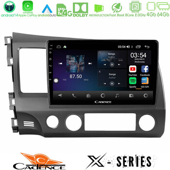 Cadence x Series Honda Civic 2006-2011 8core Android 14 4+64gb Navigation Multimedia Tablet 10" u-x-Hd0242