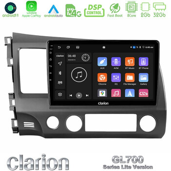 Clarion Gl700 Lite Series 8core Android11 2+32gb Honda Civic 2006-2011 Navigation Multimedia Tablet 10" με Carplay & Android Auto u-G72l-Hd0242