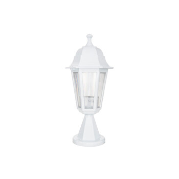 GloboStar® VITRO 203-0200 Vintage Επιδαπέδιο Φωτιστικό Φαναράκι Μονόφωτο 1 x E27 IP44 Λευκό & Διάφανο Πλαστικό - Μ16 x Π16 x Υ39cm