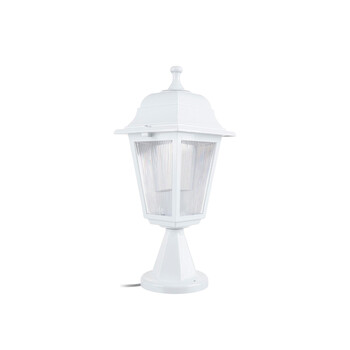 GloboStar® SOLME 203-0220 Vintage Επιδαπέδιο Φωτιστικό Φαναράκι Μονόφωτο 1 x E27 IP44 Λευκό & Διάφανο Πλαστικό - Μ15 x Π15 x Υ38cm