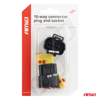 04351/AM ΦΙΣΑ ΣΥΝΔΕΣΗΣ ΜΕ ΥΠΟΔΟΧΗ 10 PIN Φ2,2mm ΑΔΙΑΒΡΟΧΗ AMIO - 1 τεμ.