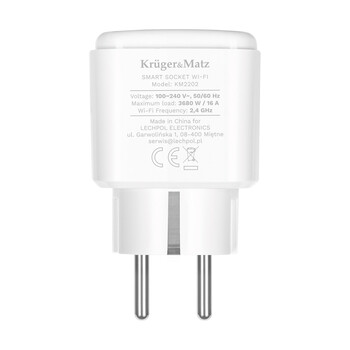 KM2202-W . Μονόπριζο WiFi Kruger&Matz Connect P4 λευκό Tuya