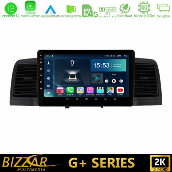 Bizzar g+ Series Toyota Corolla 2002-2006 8core Android12 6+128gb Navigation Multimedia Tablet 9" u-g-Ty0254bl