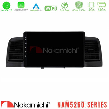 Nakamichi Nam5260 Series 4core Android12 4+64gb Toyota Corolla 2002-2006 Navigation Multimedia Tablet 9" με Carplay & Android Auto u-n44-Ty0254bl