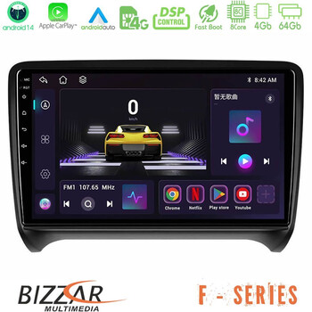Bizzar f Series 8core Android14 4+64gb  Audi tt b7 Navigation Multimedia Tablet 9" με Carplay & Android Auto u-f-Au0828