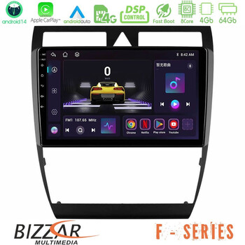 Bizzar f Series 8core Android14 4+64gb  Audi a6 (C5) 1997-2004 Navigation Multimedia Tablet 9" με Carplay & Android Auto u-f-Au0857