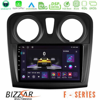 Bizzar f Series 8core Android14 4+64gb     Dacia Dokker 2014-2021 Navigation Multimedia Tablet 9"  με Carplay & Android Auto u-f-Dc1132