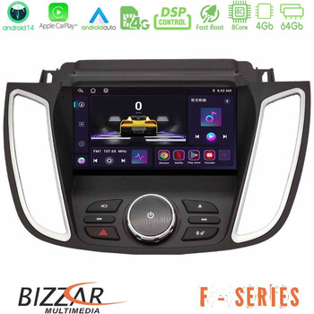 Bizzar f Series 8core Android14 4+64gb  Ford Kuga/c-max 2013-2019 Navigation Multimedia Tablet 9" με Carplay & Android Auto u-f-Fd2025