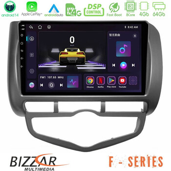 Bizzar f Series 8core Android14 4+64gb  Honda Jazz 2002-2008 (Auto A/c) Navigation Multimedia Tablet 9" με Carplay & Android Auto u-f-Hd0893