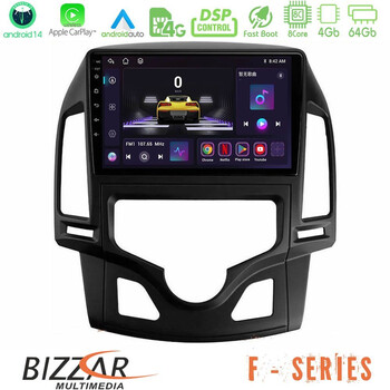 Bizzar f Series 8core Android14 4+64gb  Hyundai i30 2007-2012 Auto a/c Navigation Multimedia Tablet 9" με Carplay & Android Auto u-f-Hy0800