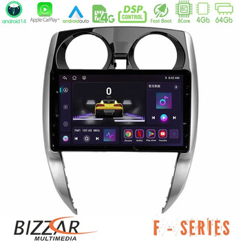 Bizzar f Series 8core Android14 4+64gb  Nissan Note 2013-2018 Navigation Multimedia Tablet 10" με Carplay & Android Auto u-f-Ns0481