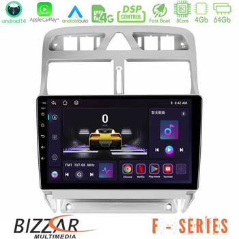 Bizzar f Series 8core Android14 4+64gb  Peugeot 307 2002-2008 Navigation Multimedia Tablet 9" με Carplay & Android Auto u-f-Pg0655