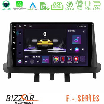 Bizzar f Series 8core Android14 4+64gb  Renault Megane 3 2009-2013 Navigation Multimedia Tablet 9" με Carplay & Android Auto u-f-Rn0718