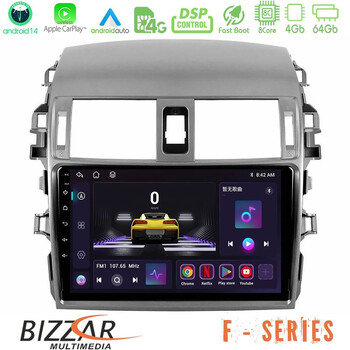 Bizzar f Series 8core Android14 4+64gb  Toyota Corolla 2008-2010 Navigation Multimedia Tablet 9" με Carplay & Android Auto u-f-Ty0144