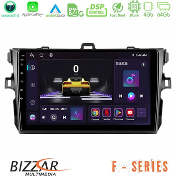 Bizzar f Series 8core Android14 4+64gb  Toyota Corolla 2007-2012 Navigation Multimedia Tablet 9" με Carplay & Android Auto u-f-Ty0502