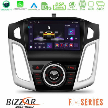 Bizzar f Series 8core Android14 4+64gb Ford Focus 2012-2018 Navigation Multimedia Tablet 9" με Carplay & Android Auto u-f-Fd0845