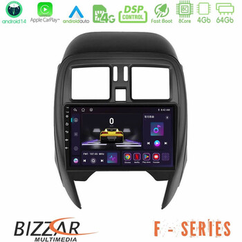 Bizzar f Series 8core Android14 4+64gb  Nissan Micra 2013-2016 Navigation Multimedia Tablet 9"  με Carplay & Android Auto u-f-Ns1065