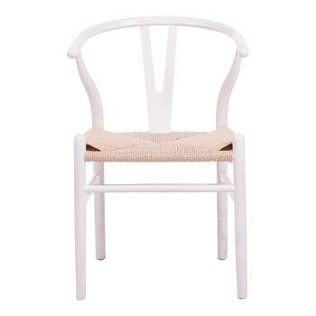 Καρέκλα Wishbone pakoworld rubberwood-σχοινί σε λευκή απόχρωση 60x51x80εκ