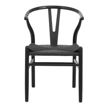 Καρέκλα Wishbone pakoworld rubberwood-σχοινί σε μαύρη απόχρωση 60x51x80εκ