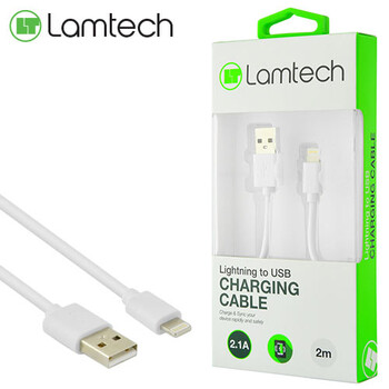 LAMTECH CHARGING CABLE iPhone 5/6/7 2m WHITE