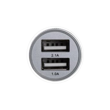 LAMTECH METAL 2 USB 2,1A CAR CHARGER FOR MOBILE PHONES SILVER