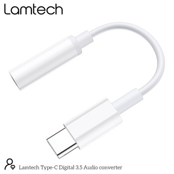 LAMTECH TYPE-C ADAPTER CABLE AUDIO JACK 3,5MM WHITE