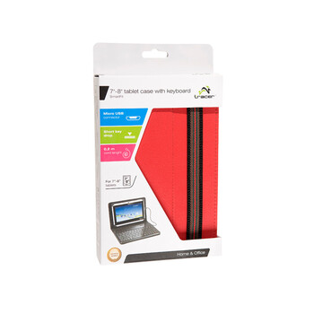 TRACER TABLET CASE WITH KBRD 7"-8" SMART FIT RED