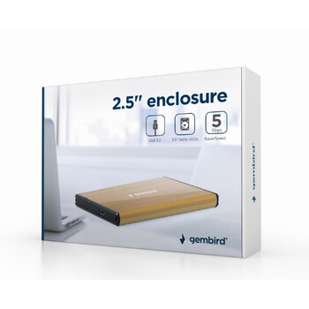 GEMBIRD USB 3.0 2.5" ENCLOSURE BRUSHED ALUMINUM GOLD