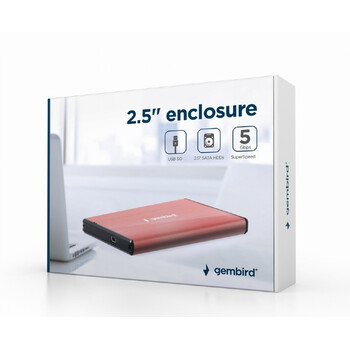 GEMBIRD USB 3.0 2.5" ENCLOSURE BRUSHED ALUMINUM PINK