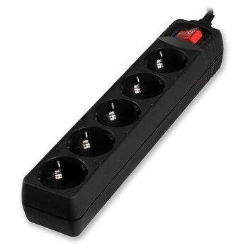LAMTECH POWER STRIP WITH SWITCH 5 OUTLETS BLACK LAMTECH POWER STRIP WITH SWITCH 5 OUTLETS BLACK