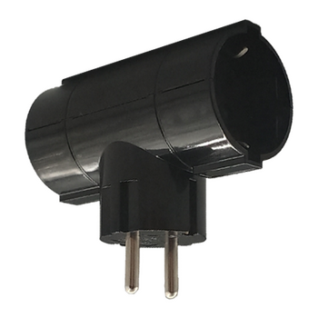 LAMTECH POWER SOCKET SPLITTER WITH 2 SCHUKO OUTLETS BLACK