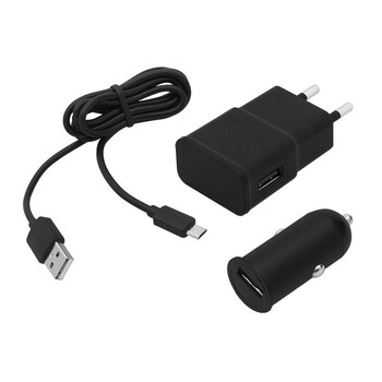 DM-863 . Σετ Φορτιστής 2.1A & Φορτιστής Αυτοκινήτου 2A & Καλώδιο microUSB