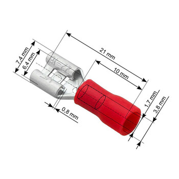 DM-43-043 . Ακροδέκτες με Μόνωση Θηλυκοί 6.3mm 100τμχ