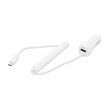DM-743 . Φορτιστής Αυτοκινήτου 2.1Α με Καλώδιο USB Type C & Θύρα USB