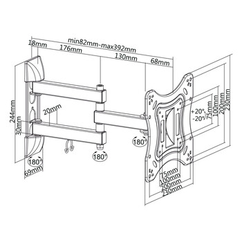 DM-0202 . Βάση TV 23-42" 20kg Cabletech