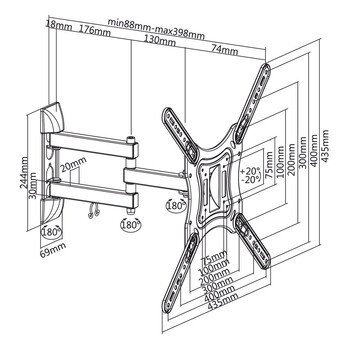 DM-0203 . Βάση TV 23-55" 30kg Cabletech