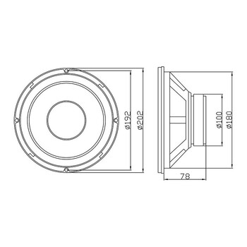 B-200S . Woofer 8" 150W/8Ω