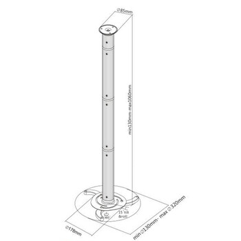 DM-0102-L . Βάση Οροφής για Projector 10kg 41-56cm Cabletech