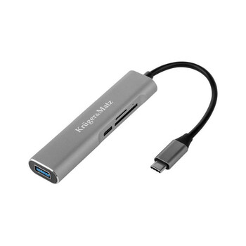 KM0390 . Αντάπτορας (HUB) USB τύπου C σε HDMI / USB3.0 / SD / MicroSD / C Kruger&Matz