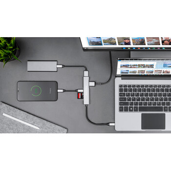 KM0390 . Αντάπτορας (HUB) USB τύπου C σε HDMI / USB3.0 / SD / MicroSD / C Kruger&Matz