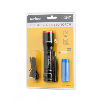 URZ0927 . Επαναφορτιζόμενος φακός LED 10W REBEL