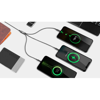RB-6005-100-B . Καλώδιο 3σε1 USB σε microUSB, USB type C, Lightning 1m REBEL