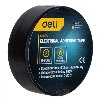 DELI μονωτική ταινία υψηλής αντοχής DL5261, 18mm x 9.15m, μαύρη