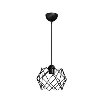 GloboStar® VORTEX 203-0277 Mοντέρνο Κρεμαστό Φωτιστικό Πλέγμα Μονόφωτο 1 x E27 IP20 Μαύρο Μέταλλο - Μ23.5 x Π23.5 x Υ20cm
