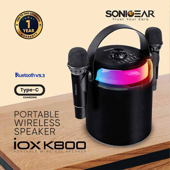 SONICGEAR BT5.3 PORTABLE RGB KARAOKE WIRELESS SPEAKER IOX K800 BLACK