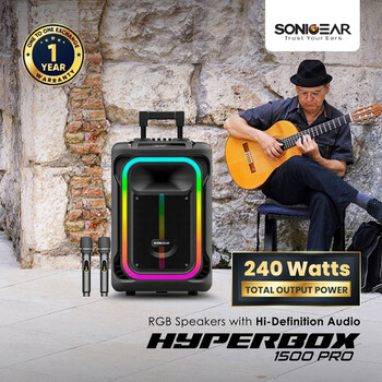SONICGEAR RGB HDA KARAOKE SPEAKER 240W HYPERBOX 1500 PRO BLACK