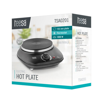 TSA0201 . Επιτραπέζια ηλεκτρική εστία μονή 1000W Teesa
