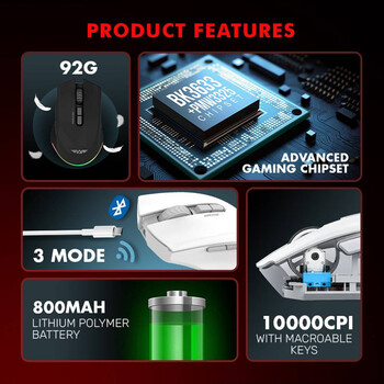 ARMAGGEDDON TRI-MODE GAMING MOUSE 10000CPI MIRAGE VII WHITE
